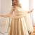 cream embroidered anarkali kurta with dupatta and pants set