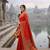 Red Color Embroidery Weaving Flower Border With Dori Piping Fitting Pashmina Silk Saree