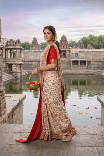 White Color Embroidery Weaving Flower Border With Dori Piping Fitting Pashmina Silk Saree