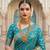 Teal Color Printed Pallu With Body Print Jacquard Weaving Border Dola Silk Saree
