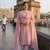 Pink chinon sequin embroidered kurta pant set with dupatta