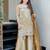 Cream pure gmy silk blend embroidered kurta set with bottom & dupatta