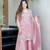 Pink pure gmy silk blend embroidered kurta set with bottom & dupatta