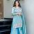 Sky blue pure gmy silk blend embroidered kurta set with bottom & dupatta