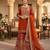 Orange georgette sequin embroidered kurta palazzo set with dupatta