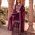 Purple georgette sequin embroidered kurta palazzo set with dupatta
