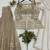 Cream butterfly net embroidered top palazzo set with dupatta