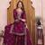 Wine fandy art silk party wear embroidery sharara suit set
