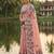 Peach floral printed linen blend saree with matching blouse piece