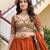 Catching Rust Orange Dori, Zari, and Sequins Embroidered Rangoli Silk mehendi ceremony wear lehenga