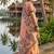 Peach floral printed linen blend saree with matching blouse piece