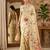 Cream linen cotton blend saree with floral print