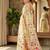 Cream linen cotton blend saree with floral print