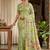 Light green linen cotton blend saree with floral print