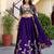 Delightful Deep Purple Dori, Zari, and Sequins Embroidered Rangoli Silk Indian party wear lehenga
