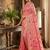 Onion pink linen cotton blend saree with floral print