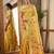 Mustard linen cotton blend saree with floral print