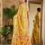 Mustard linen cotton blend saree with floral print