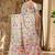 Off white linen cotton blend saree with floral print