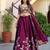 Bewitching Rich Wine Dori, Zari, and Sequins Embroidered Rangoli Silk reception wear lehenga