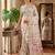 Off white linen cotton blend saree with floral print