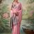 Pink tissue linen blend saree with grey contrast blouse