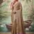 Chiku tissue linen blend saree with onion pink  contrast blouse