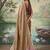 Chiku tissue linen blend saree with onion pink  contrast blouse
