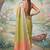 Light olive green tissue linen blend saree with prach contrast blouse
