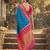 Royal blue banarasi silk blend saree with rani pink zari border