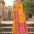 Mustard banarasi silk blend saree with rani pink zari border