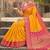 Mustard banarasi silk blend saree with rani pink zari border