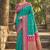 Sea green banarasi silk blend saree with magenta pink zari border