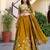 Glamorous Mustard gold-Yellow Dori, Zari, and Sequins Embroidered Rangoli Silk designer lehenga