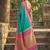 Sea green banarasi silk blend saree with magenta pink zari border