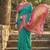 Sea green banarasi silk blend saree with magenta pink zari border
