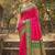 Rani pink banarasi silk blend saree with green zari border