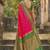 Rani pink banarasi silk blend saree with green zari border