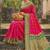 Rani pink banarasi silk blend saree with green zari border