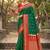 Dark green banarasi silk blend saree with red zari border