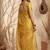Mustard linen silk blend saree with gold zari bootas