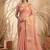 Baby pink linen silk blend saree with gold zari bootas