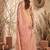 Baby pink linen silk blend saree with gold zari bootas