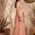 Baby pink linen silk blend saree with gold zari bootas