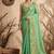 Sea green linen silk blend saree with gold zari bootas