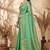 Sea green linen silk blend saree with gold zari bootas