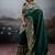 Dark green banarasi silk blend saree with rich gold zari weaving