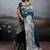 Teal blue banarasi silk blend saree with rich gold zari weaving
