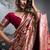 Rani pink banarasi silk blend saree with rich gold zari weaving