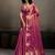 Onion pink linen silk blend saree with gold zari bootas and tassels